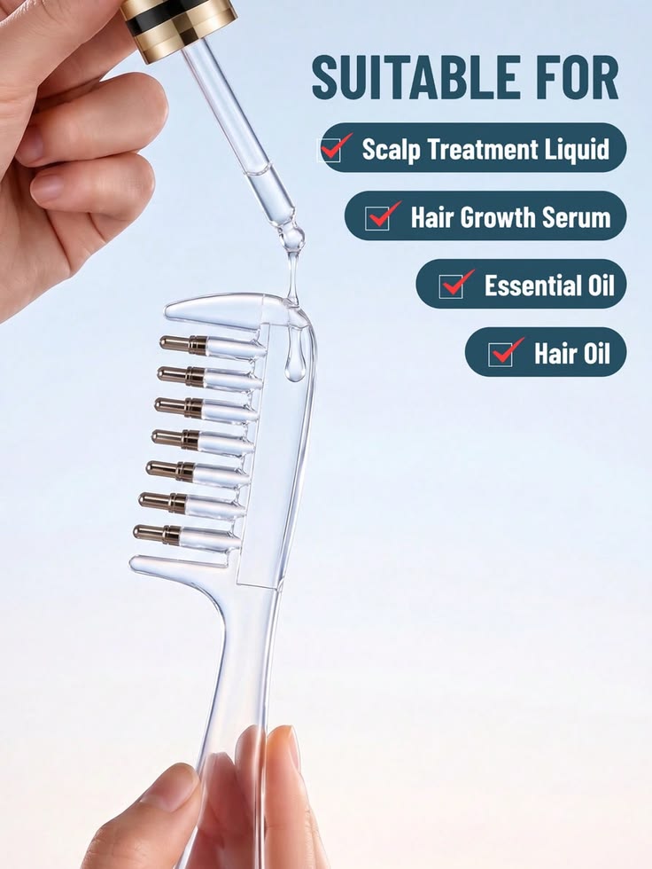 Hair oil applicator comb , Refillable scalp massager
