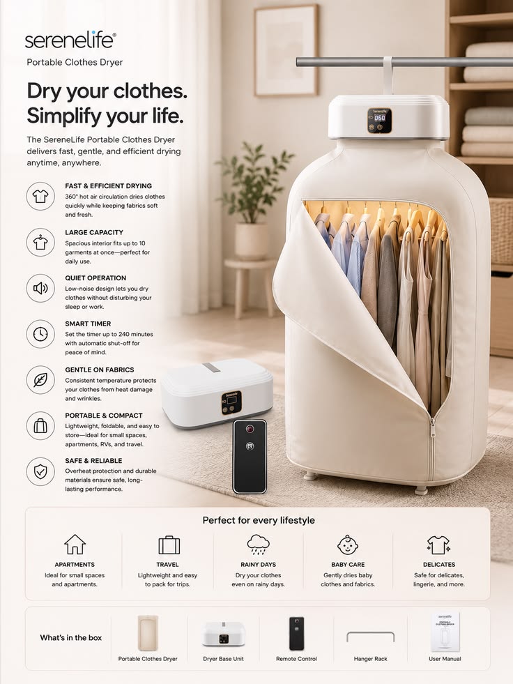 Portable Electric Cloth Dryer | Foldable Mini Automatic Drying Machine Cloth Dryer
