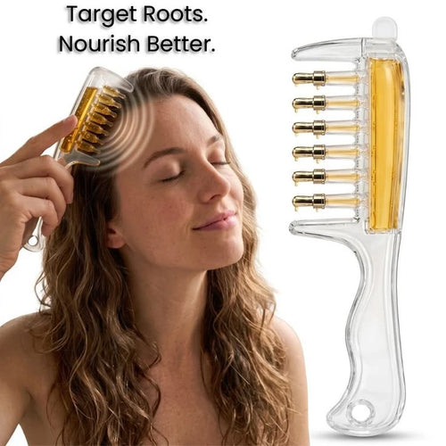 Hair oil applicator comb , Refillable scalp massager